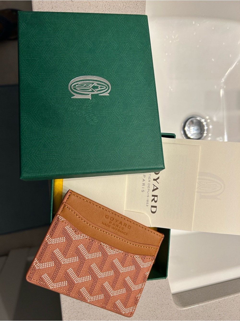 Goyard Brown & Pink Card Holder - Signature Goyardine Canvas